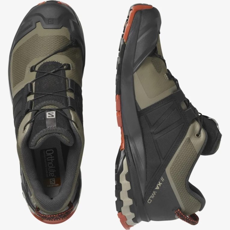 Black / Olive Salomon Xa Wild Men's Trail Running Shoes | PH 46203I